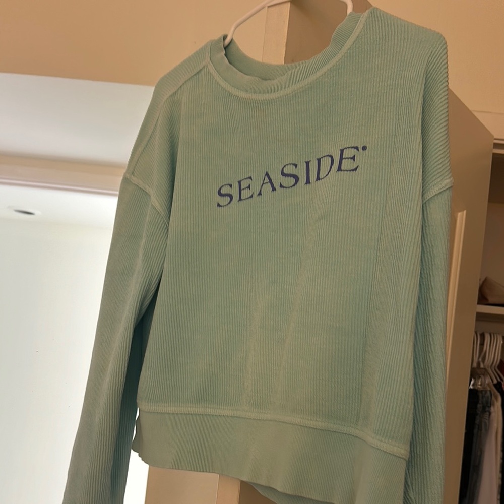 Seaside Mint Green Ribbed Sweatshirt